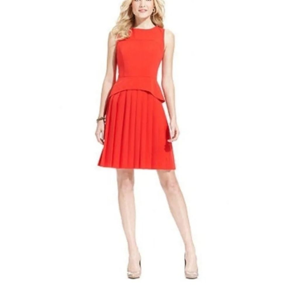 Eliza J Royal Collection Persimmon Pleated Dress